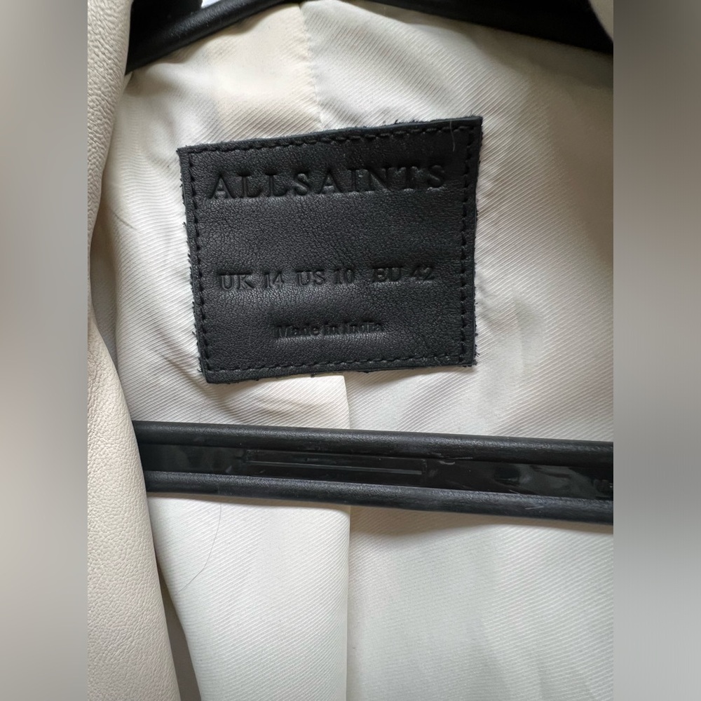 All saints cream leather jacket